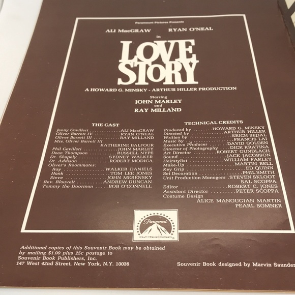 Vintage Movie Souvenir Program, LOVE STORY 1970, Ryan O’Neal, Ali MacGraw - Picture 4 of 4